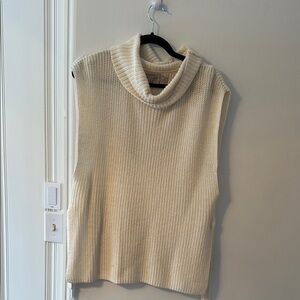 Loft Cream Sleeveless Turtleneck Sweater